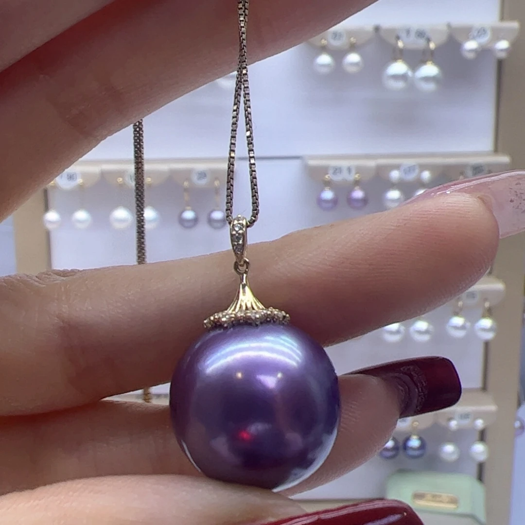 淡水珍珠吊坠(赠链)18K金镶嵌