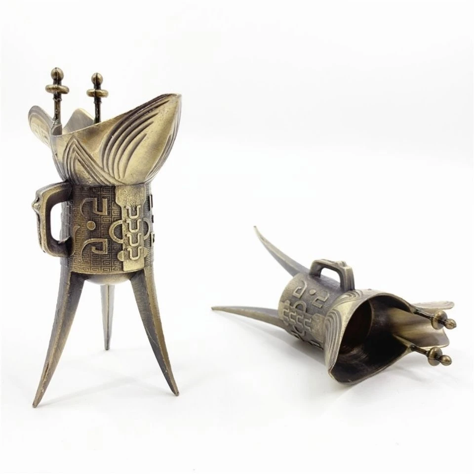 三脚仿古酒杯爵杯工艺品家居用品酒杯摆件桌面摆设