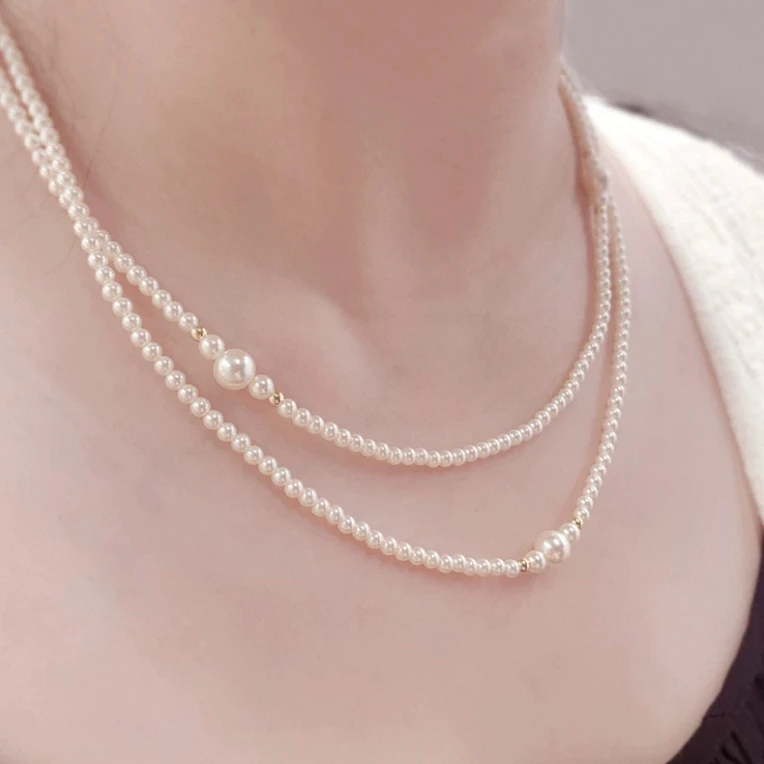 铜合金项链 《货号8922》白百合同款珠珠毛衣链（链长90+5）