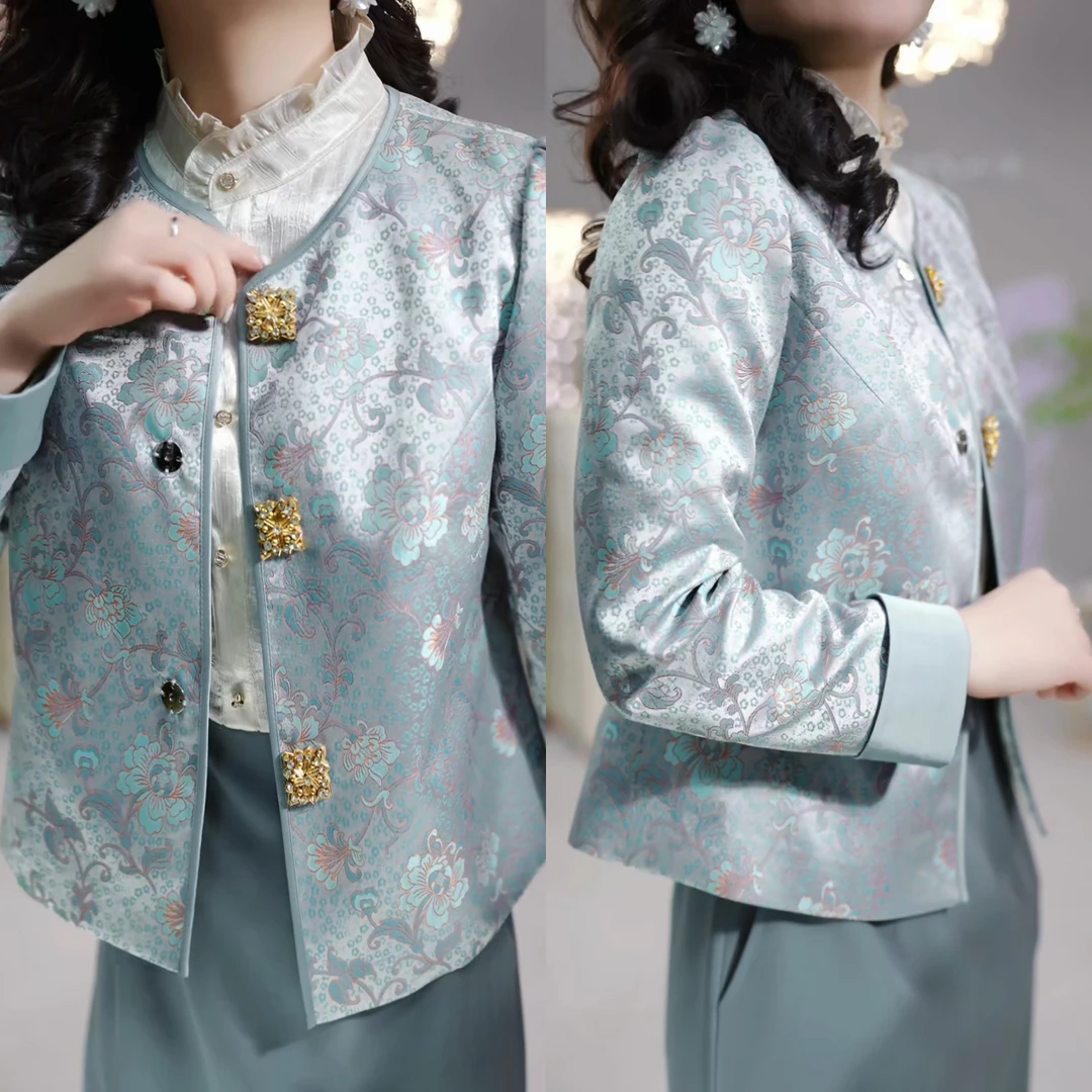 2025春季国风减龄时尚气质妈妈装洋气长袖小外套M-4XL