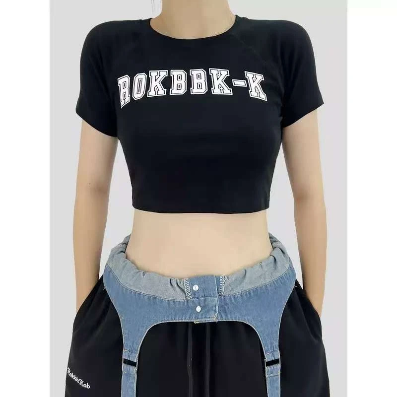 ROKBBK-K/布韩潮牌街舞hiphop运动裤爵士舞裤子女牛仔翻腰休闲裤