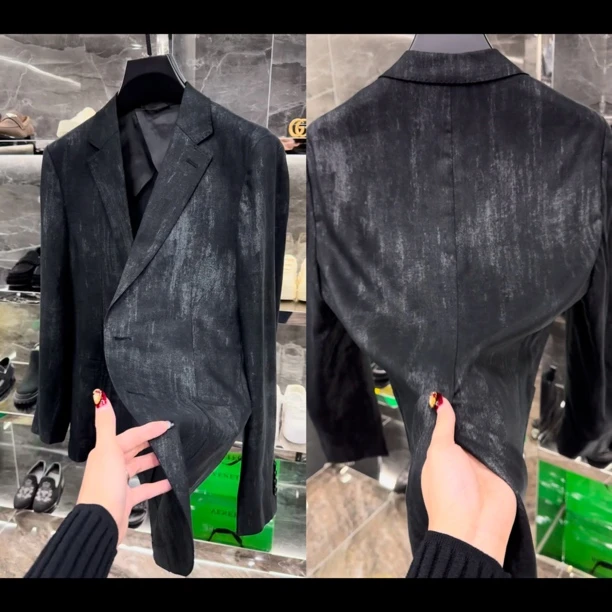 春夏定制款扎染薄款修身西服6016