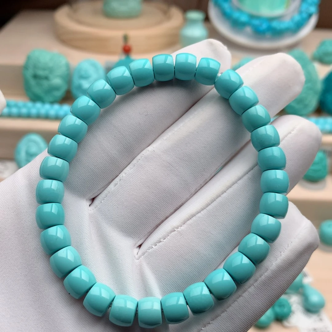 绿松石珠宝奇石未镶嵌7.3mm