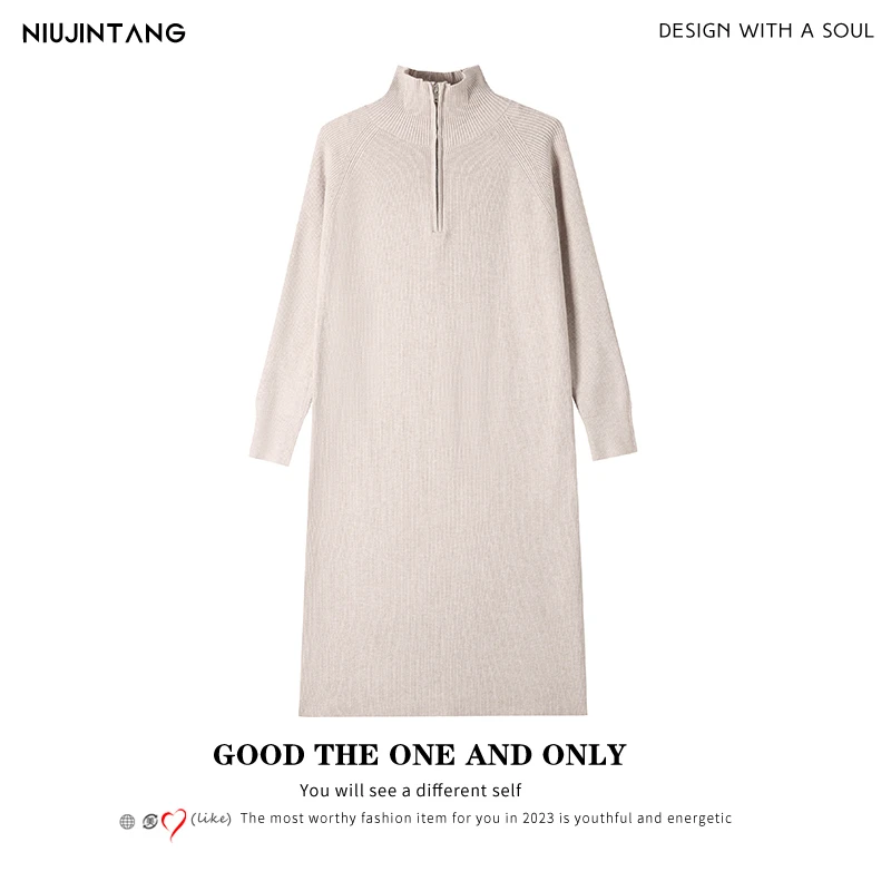 NJT 秋冬新款2025长款过膝休闲百搭针织衫 67219