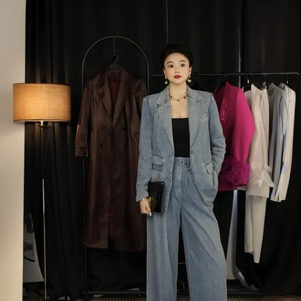 QIANTAI【碧利斯】显瘦气质轻奢设计师西装套装