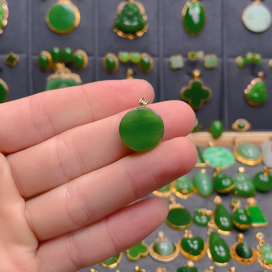 和田玉（白玉）18K金镶嵌吊坠(不含链)