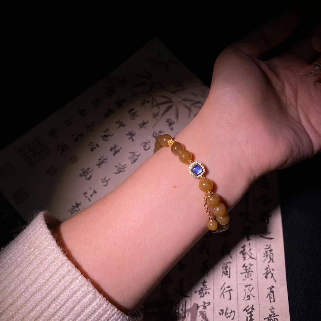 8m和田玉糖玉DIY手串手工气质轻奢时尚百搭复古彩色镶嵌