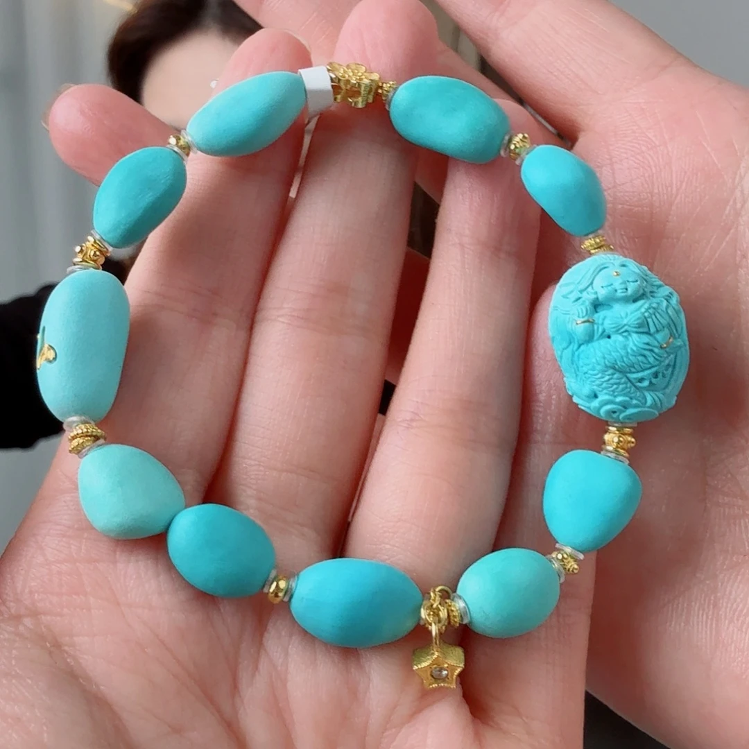 绿松石18K金镶嵌珠宝奇石