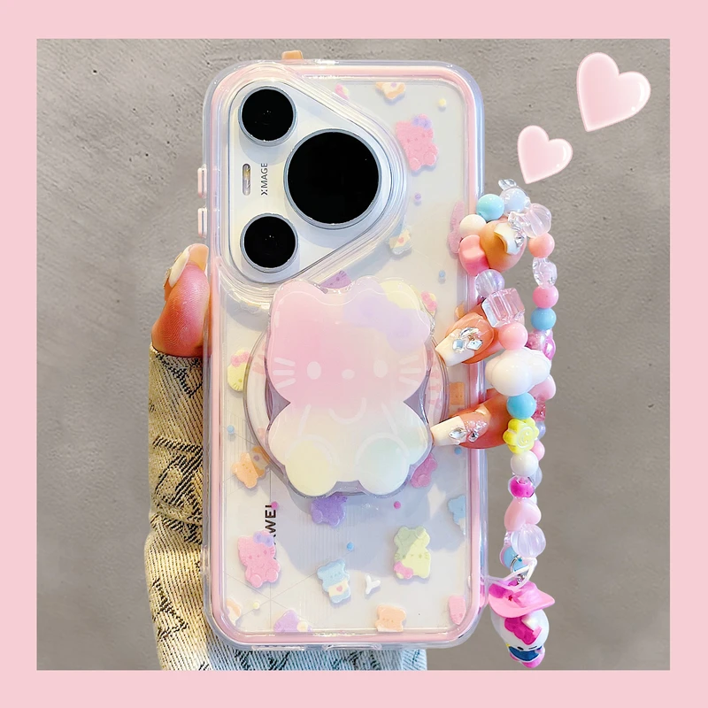 适用华为pura70pro手机壳Ultra可爱p60彩色kt猫磁吸支架mate70pro