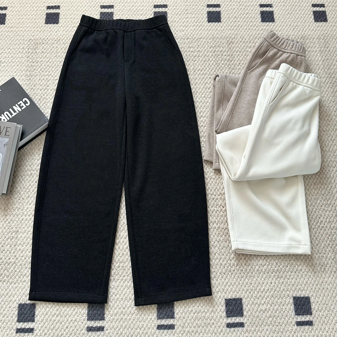 【米可家】秋冬高质感羊毛加厚高克重窄版弯刀裤2835