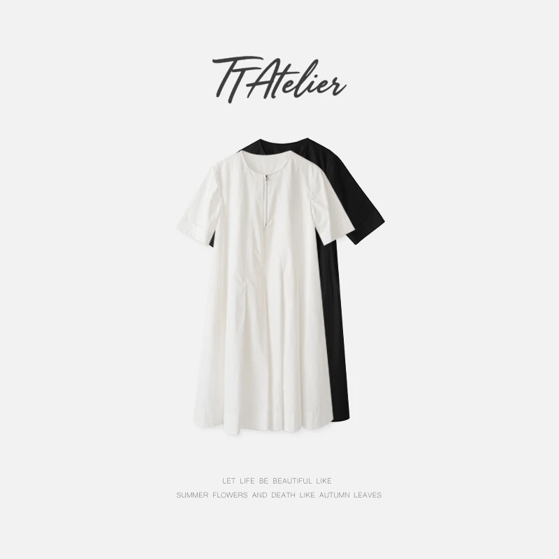 TT设计师【梦中人】法式莱赛尔高级感多压褶设计连衣裙TT190567