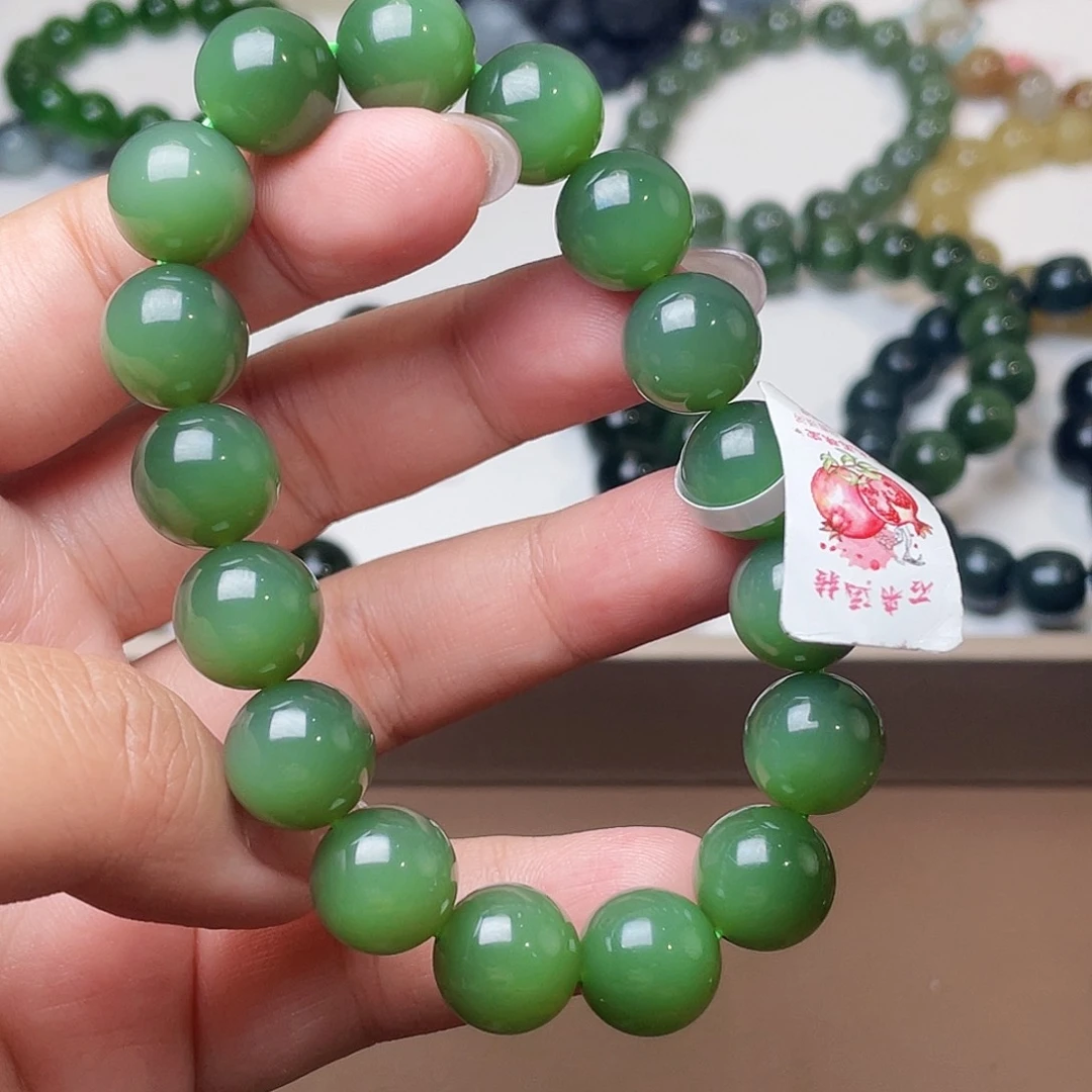 未镶嵌手链和田玉（碧玉）俄特细 12绿猫