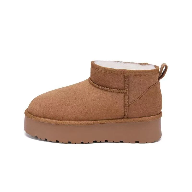 【断色牛皮雪地靴】4.5CM皮毛一体雪地靴厚底女款加绒保暖耐磨加高