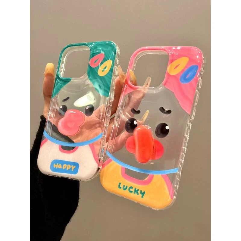 创意搞怪女孩嘟嘟香肠嘴转转适用于iphone16promax苹果15手机壳14