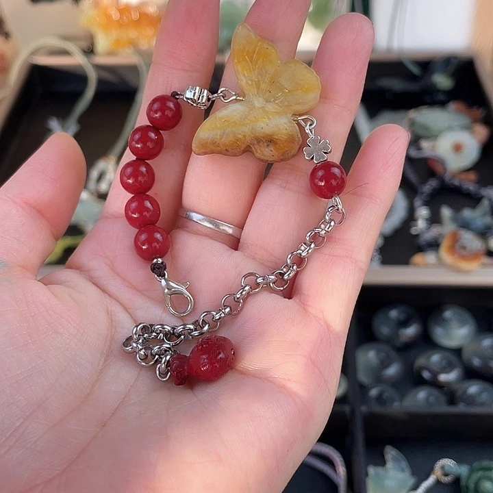 蛇纹石玉合金颈饰