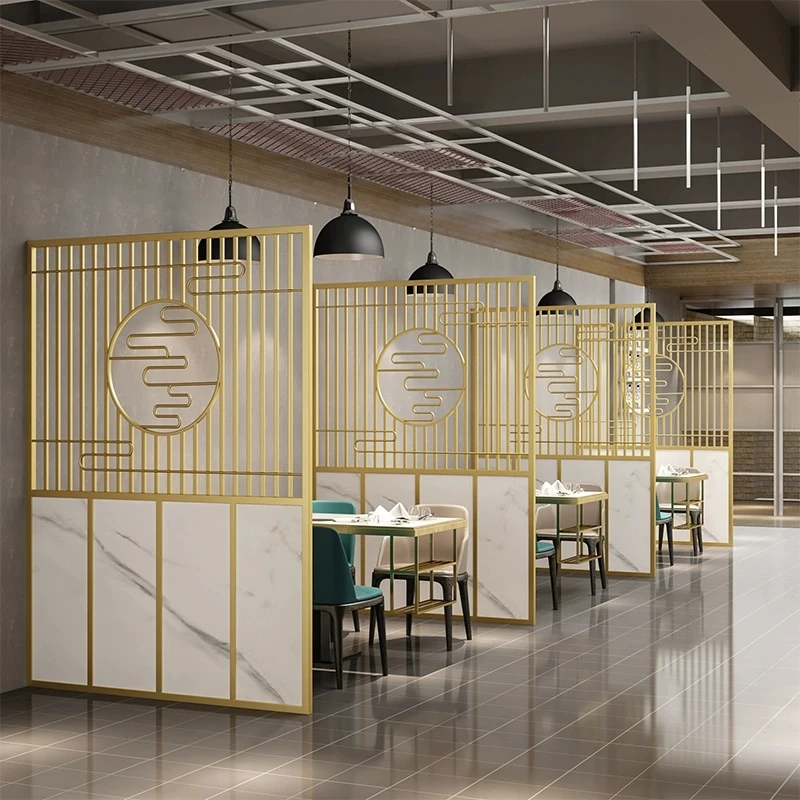 定制现代风餐厅卡座隔断酒店烧烤火锅店饭店包间铁艺屏风围栏装饰