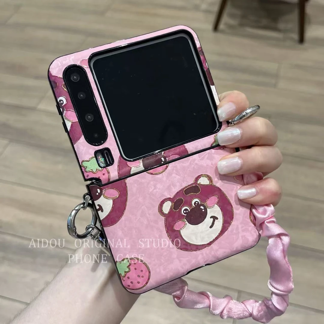 卡通可爱草莓熊适用华为purax折叠屏手机壳全包中轴荣耀vflip小米