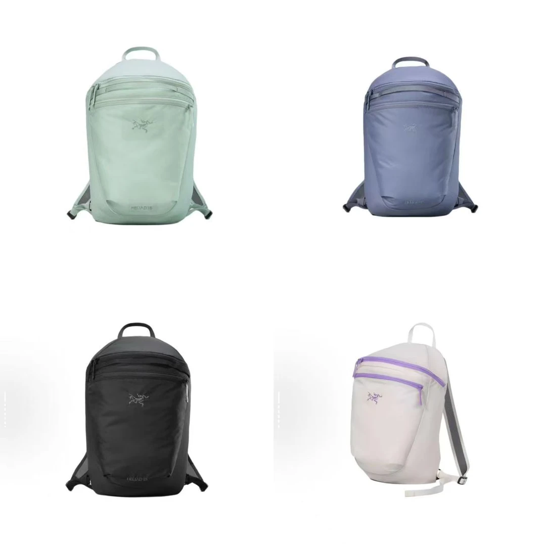ARC'TERYX/始祖鸟纯色刺绣图案拉链开合户外登山包双肩包书包15L