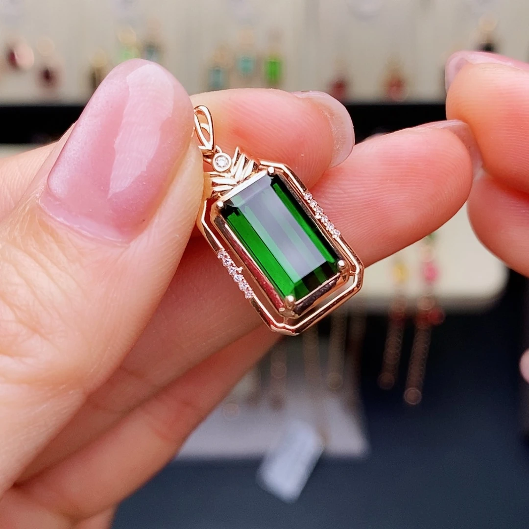 碧玺碧玺吊坠18K金镶嵌