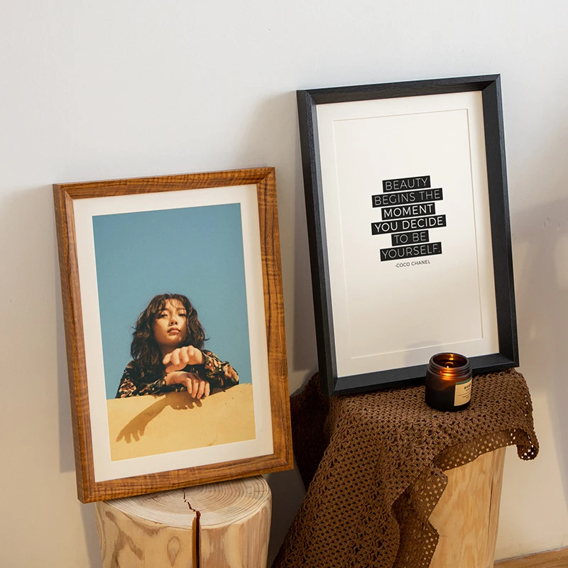 新款实木大画框挂墙装裱A4海报油画棒相框4k可做任意尺寸广告框架