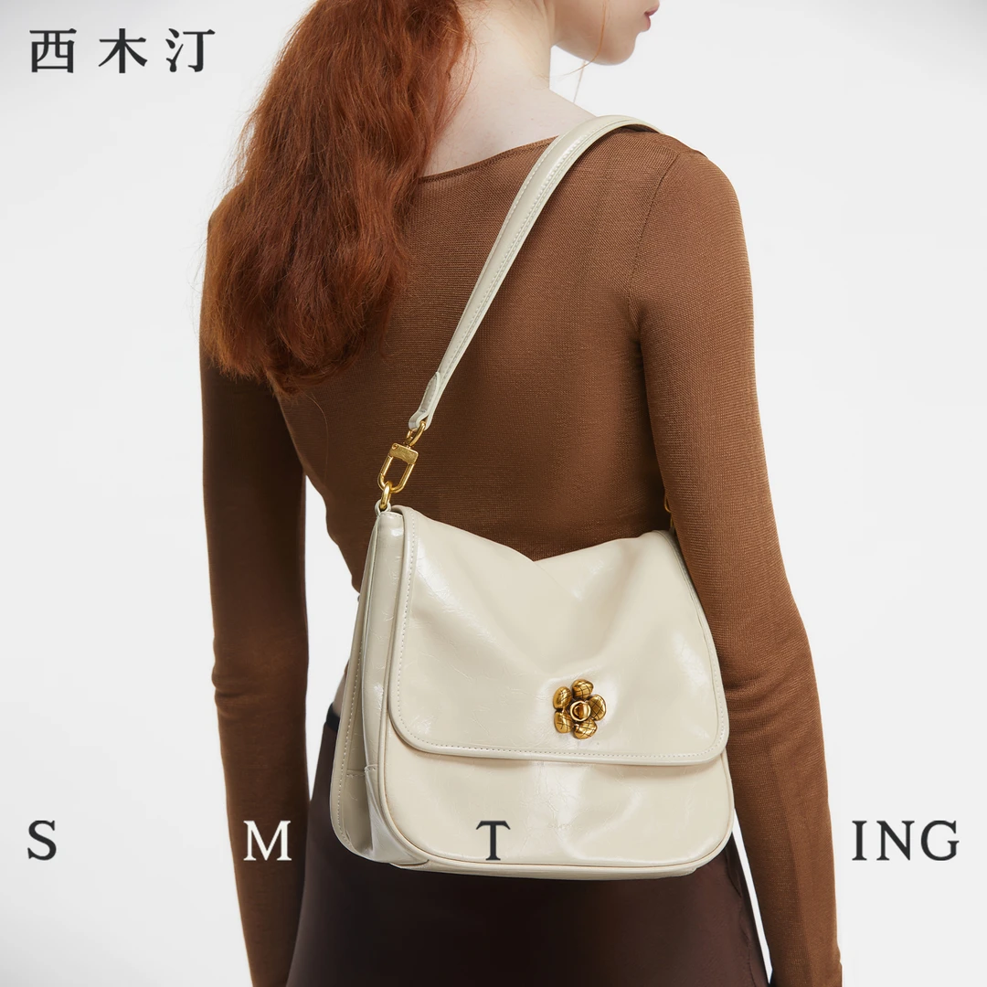 【西木汀】 轻风绘 轻奢牛皮手提腋下包时尚单肩女包大容量斜挎包包
