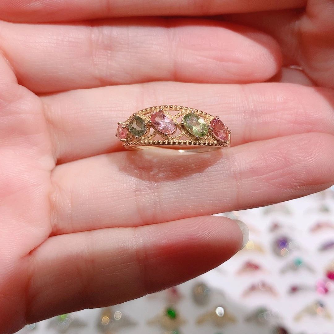 戒指碧玺银S925镶嵌