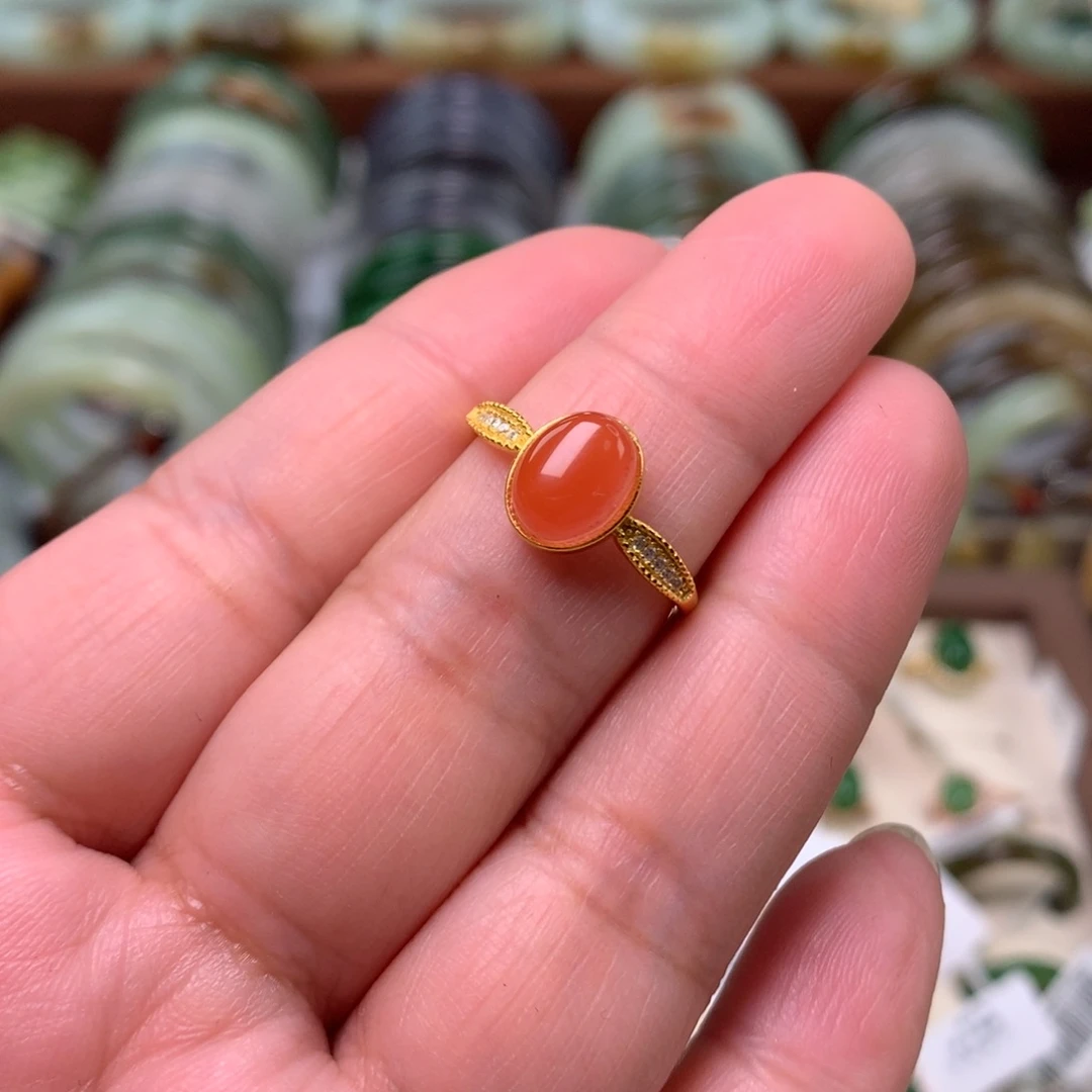 南红玛瑙银S925镶嵌戒指