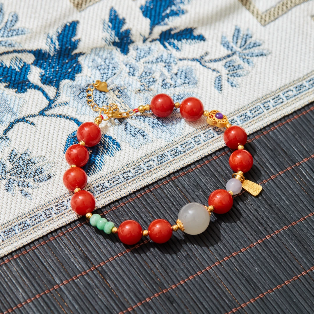 【云上雅岚】橘柚丨C65961-S925南红手串-8.5mm-多样性发一件