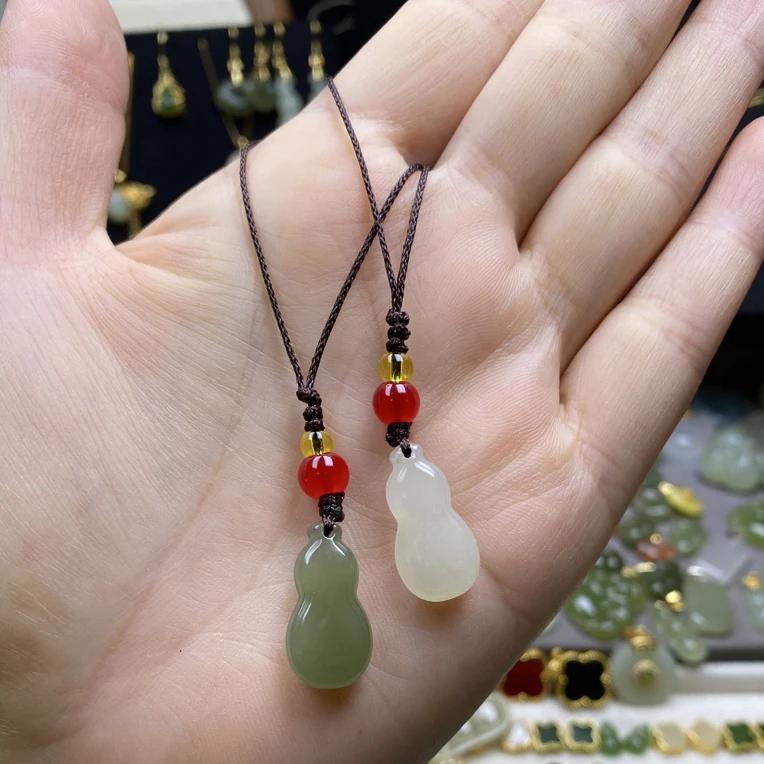 天然和田玉葫芦手机吊坠情侣款，拍一发二