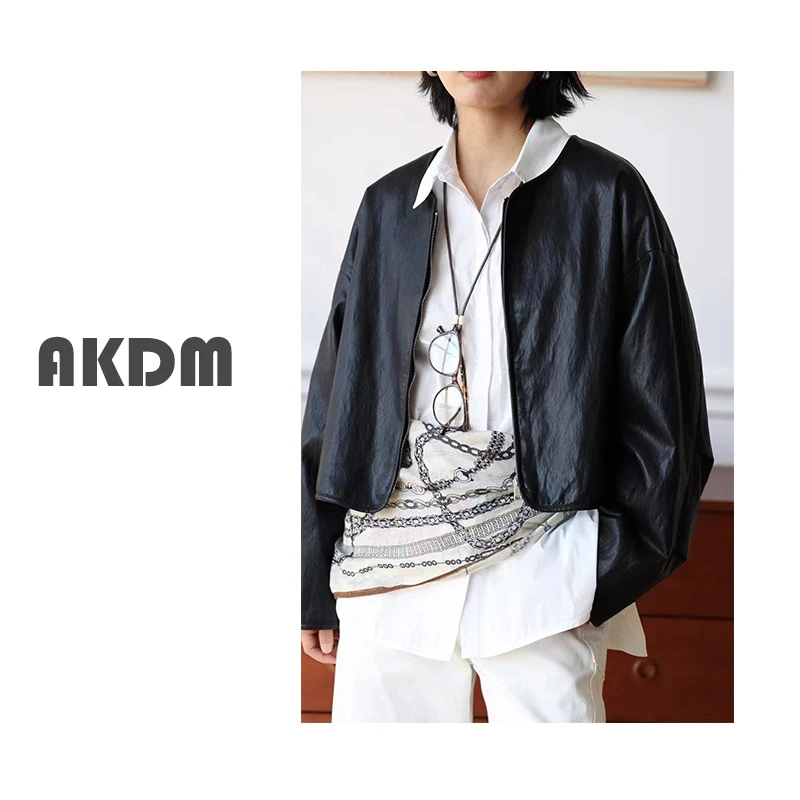 AKDM时尚短款机车风皮衣减龄外套871111