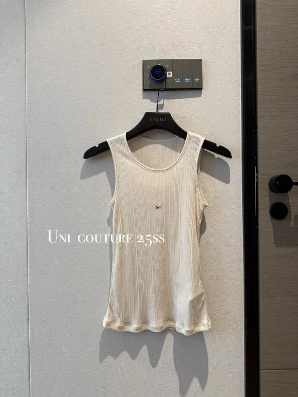 Uni｜25ss 100%极细美丽诺羊毛刺绣ys背心上衣