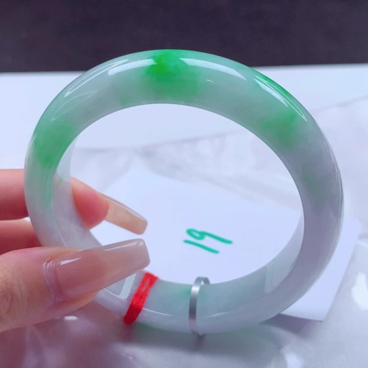 翡翠手镯未镶嵌天然缅甸翡翠A货手镯 宽版19号