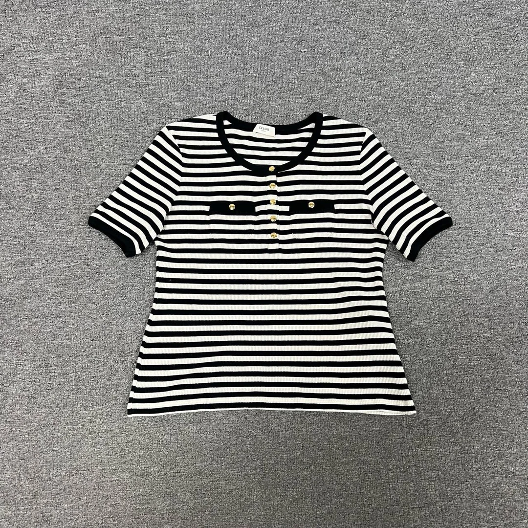 99新 Celine/思琳 Celine 凯旋门 条纹 短袖