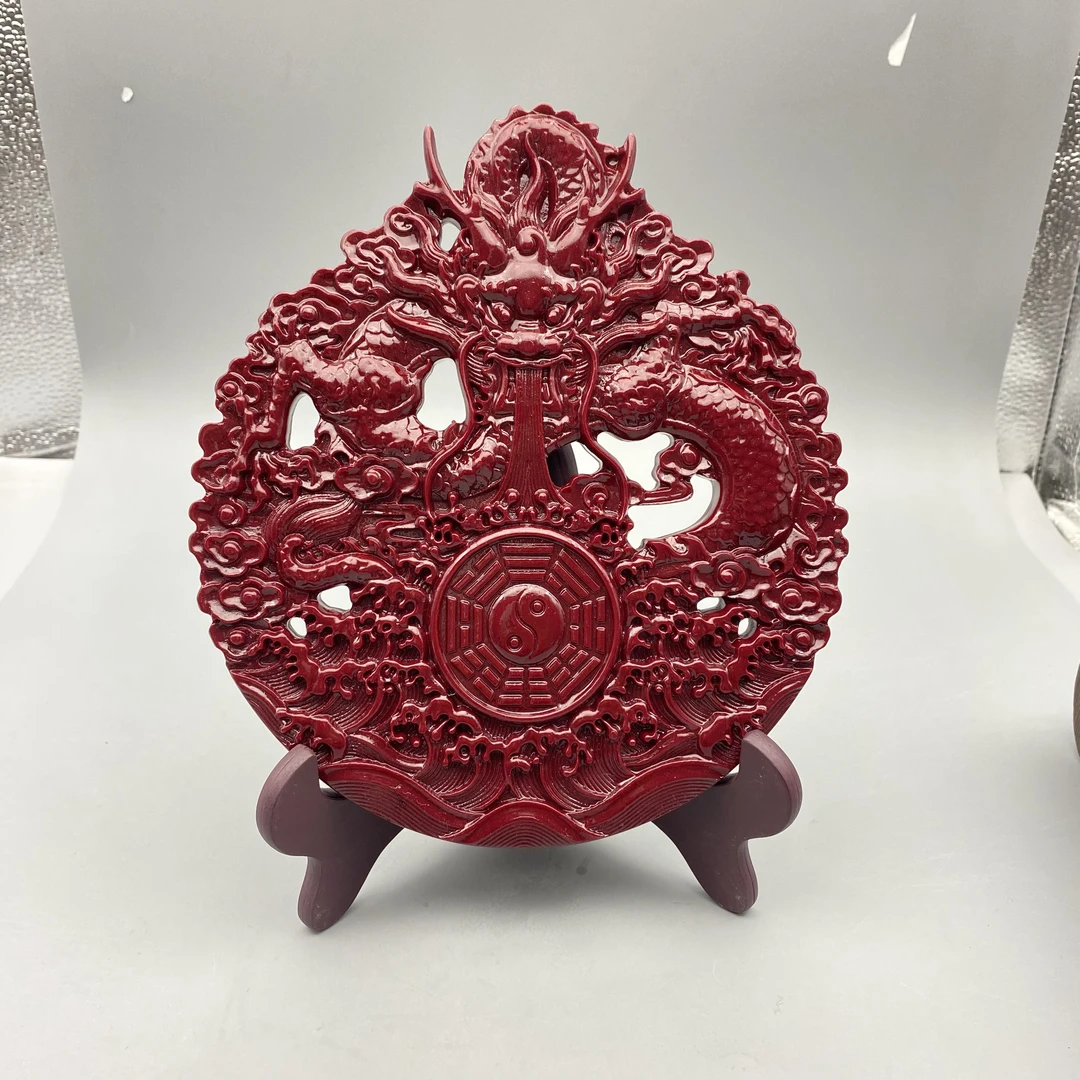 含辰砂工艺品BJ057-龙牌经典紫色雕刻摆件