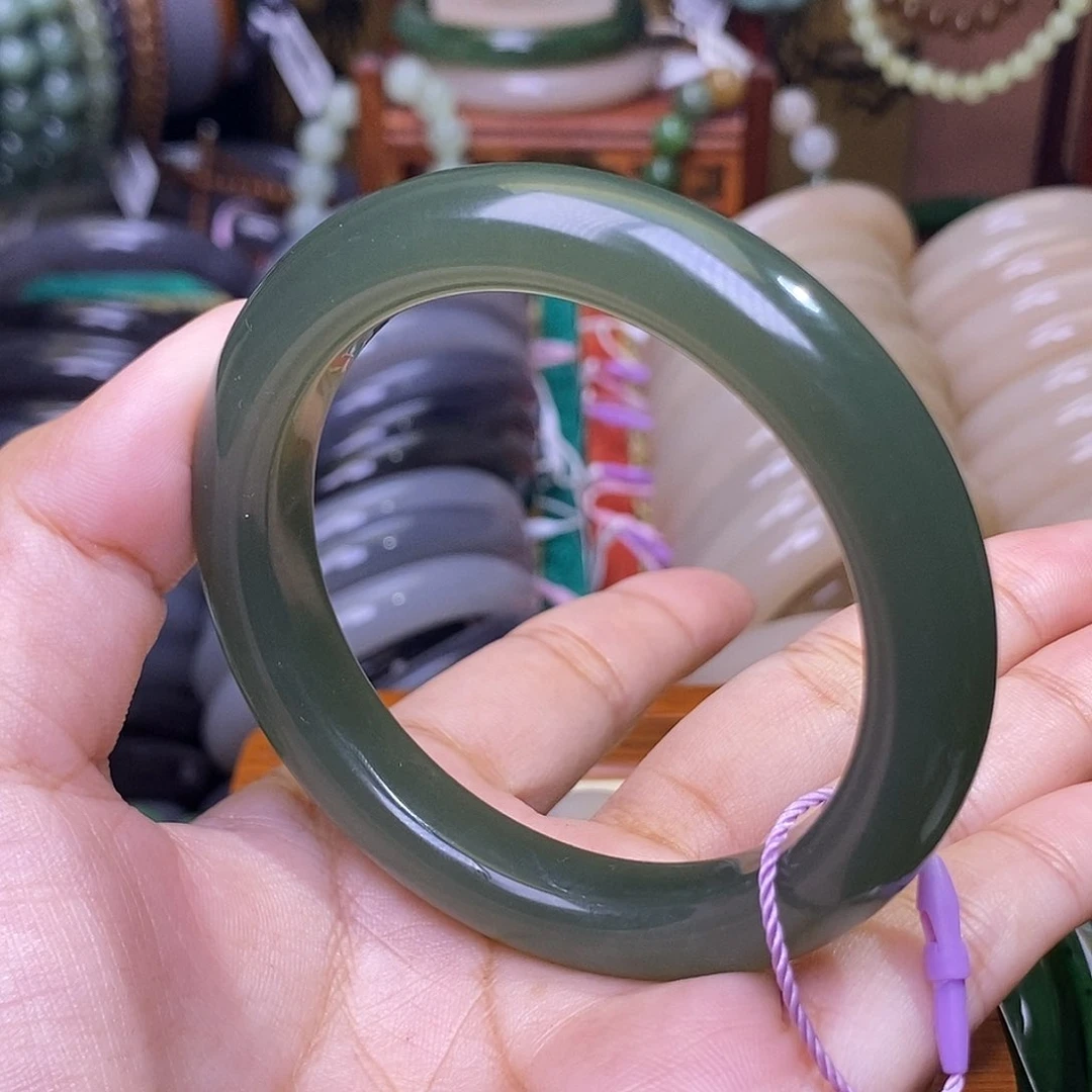 和田玉未镶嵌颈饰晴水老料手镯55.5圈