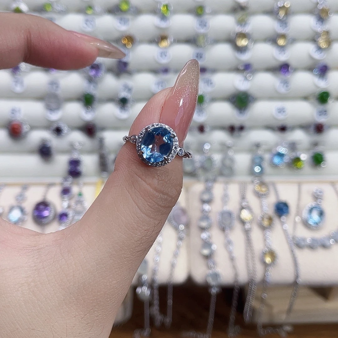 爬***罐托帕石戒指银S925镶嵌