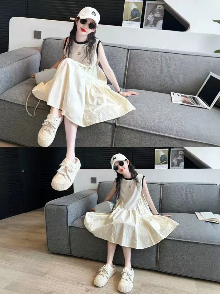 506248  韩版休闲夏款女童休闲舒适时尚洋气夏季撞色连衣裙