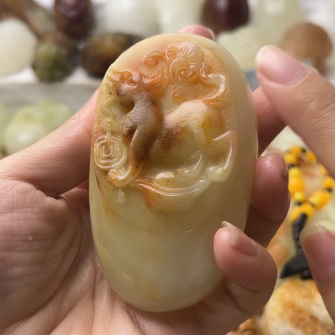 石材方解石手把摆件不退换狗