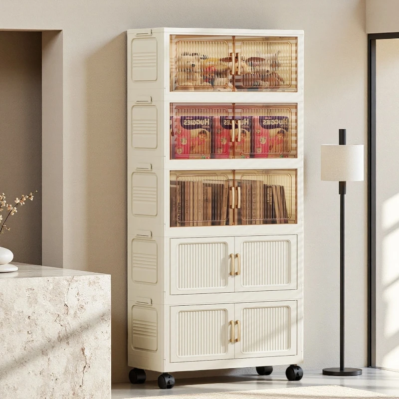 （50CM面宽拍四层发五层）家用收纳柜送顶盖送万向轮到手五大层