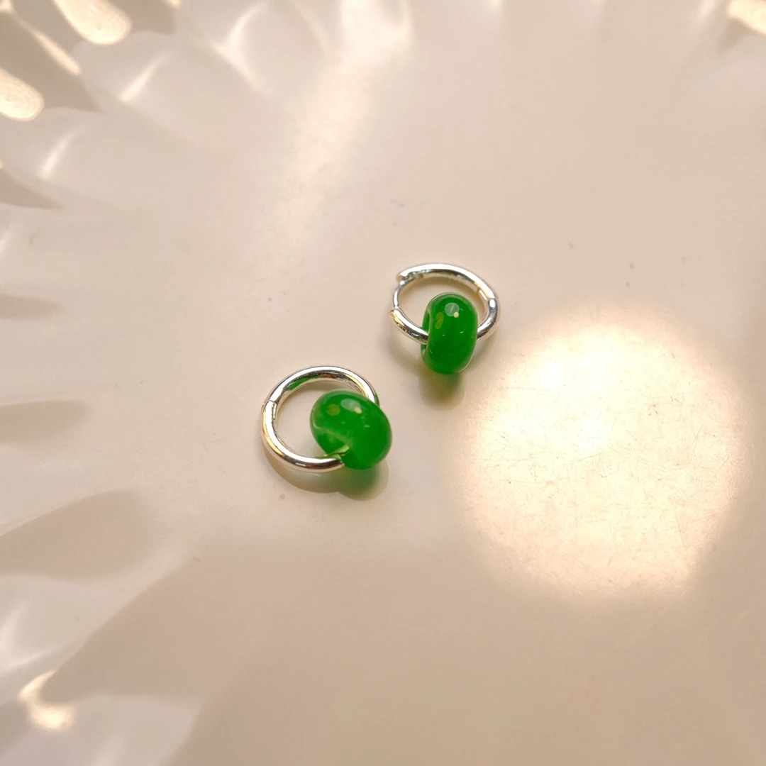 合金耳饰 几何形小众耳环时尚耳饰情侣耳钩原创设计小巧绿色