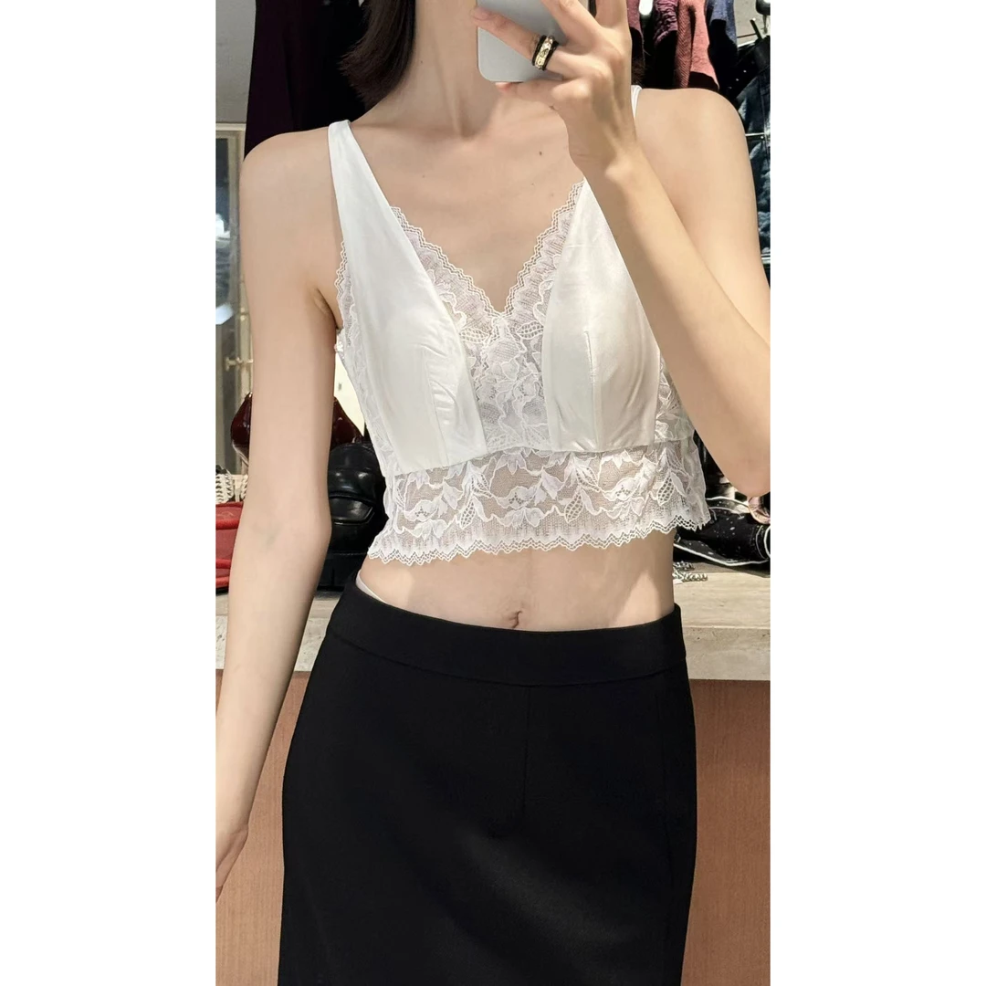 《升级美背》250029拼蕾丝吊带软钢圈防下垂性感美背女夏款
