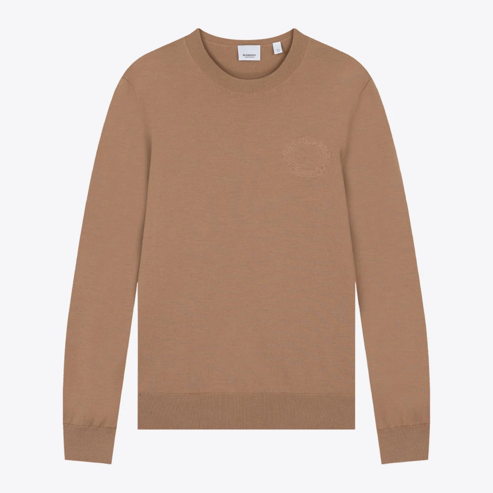 BURBERRY博柏利新品羊毛logo刺绣圆领男士毛衫针织衫毛衣8063635