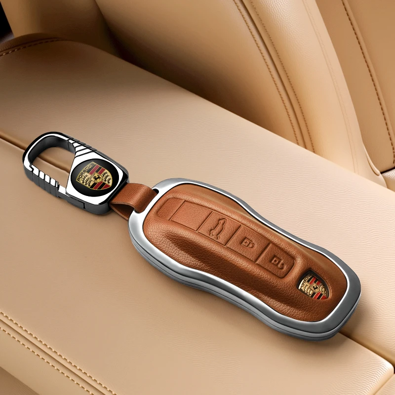适用于保时捷卡宴718帕拉梅拉真皮钥匙保护套专用钥匙包