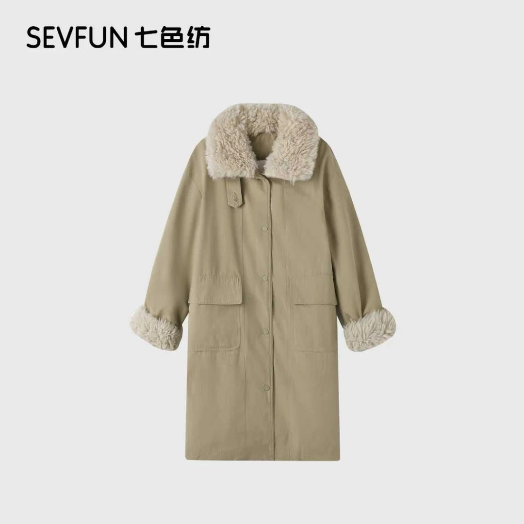 七色纺防风长款设计师中长款极简风女休闲风秋冬白鸭绒QSF-2015