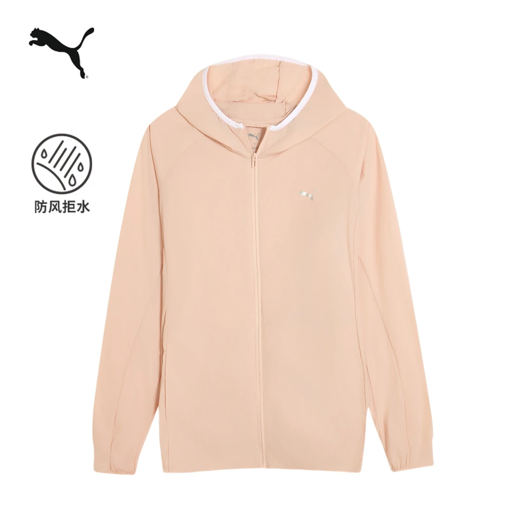PUMA彪马女子防风拒水排湿轻量连帽半透明拉链外套 WOVEN 527980