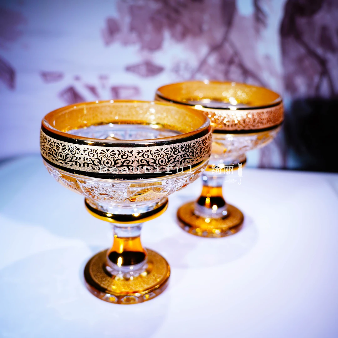 拍一发二盒装-轻奢复古描金圆口珐琅彩太阳花小号果篮客厅装饰