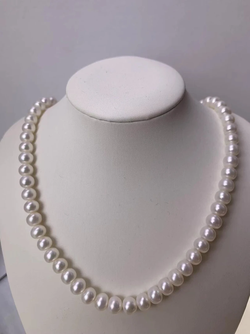 无核珍珠项链6.5-7.5mm女百搭大颗白色优雅仙女女款淡水珍珠经典