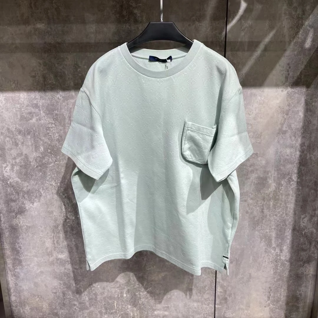 99新 LouisVuitton/路易威登 lv压印口袋白绿短袖/xl码/99新
