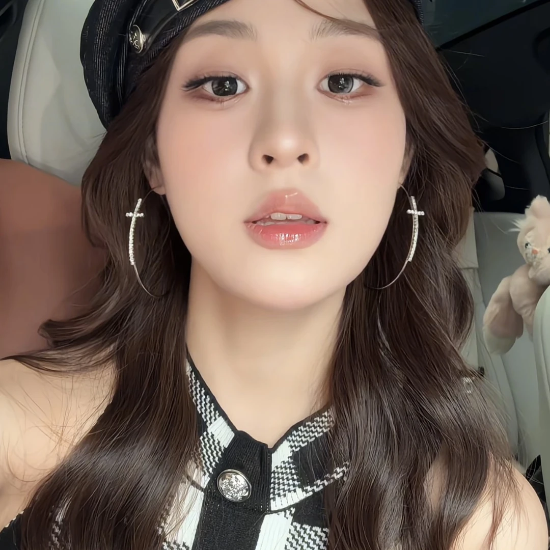 铜合金耳饰 闪钻十字架大圆环耳环小众设计高级感圈圈耳钉显脸瘦