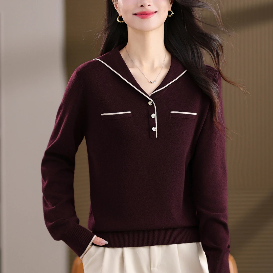 海军领毛衣秋冬内搭时尚好看上衣2025新款漂亮洋气妈妈打底衫减龄